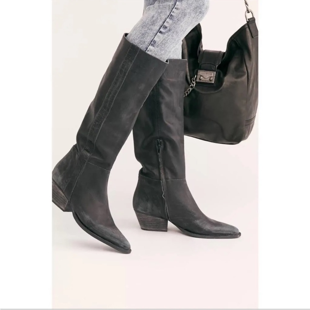 Free People Western Nola Boots in Soft Black size 7 - 7.5 (38)